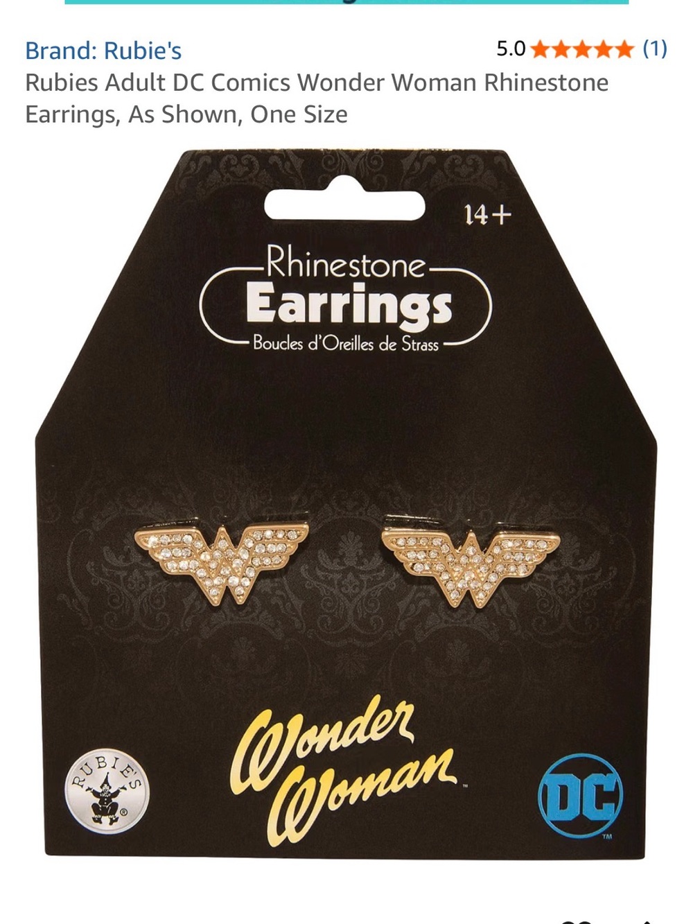 Wonder Woman Gold  Tone Crystal Stud Earrings